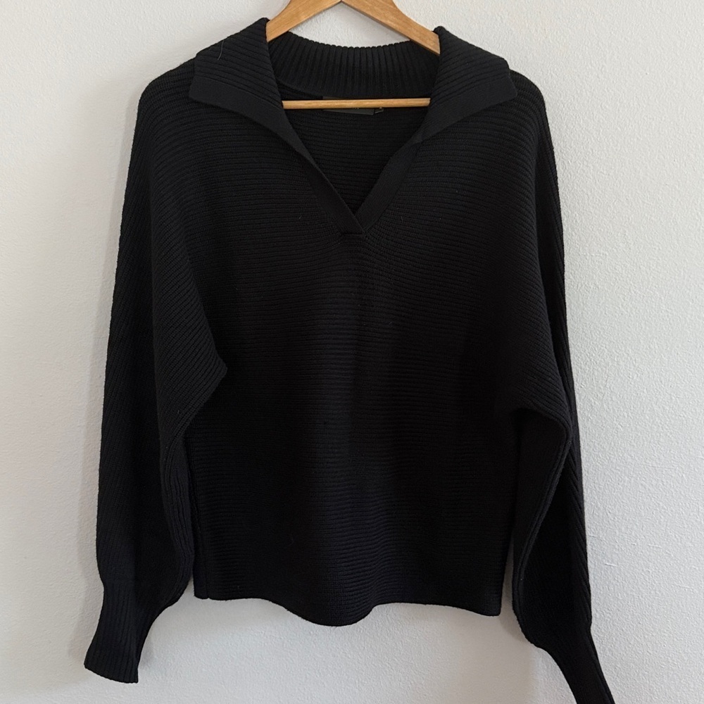 Black Ribbed Knit Sweater